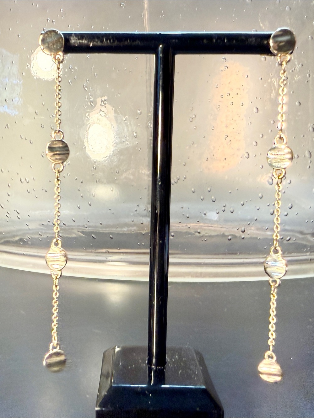 Lightweight Textured Gold Tone Triangle Dangle Earrings